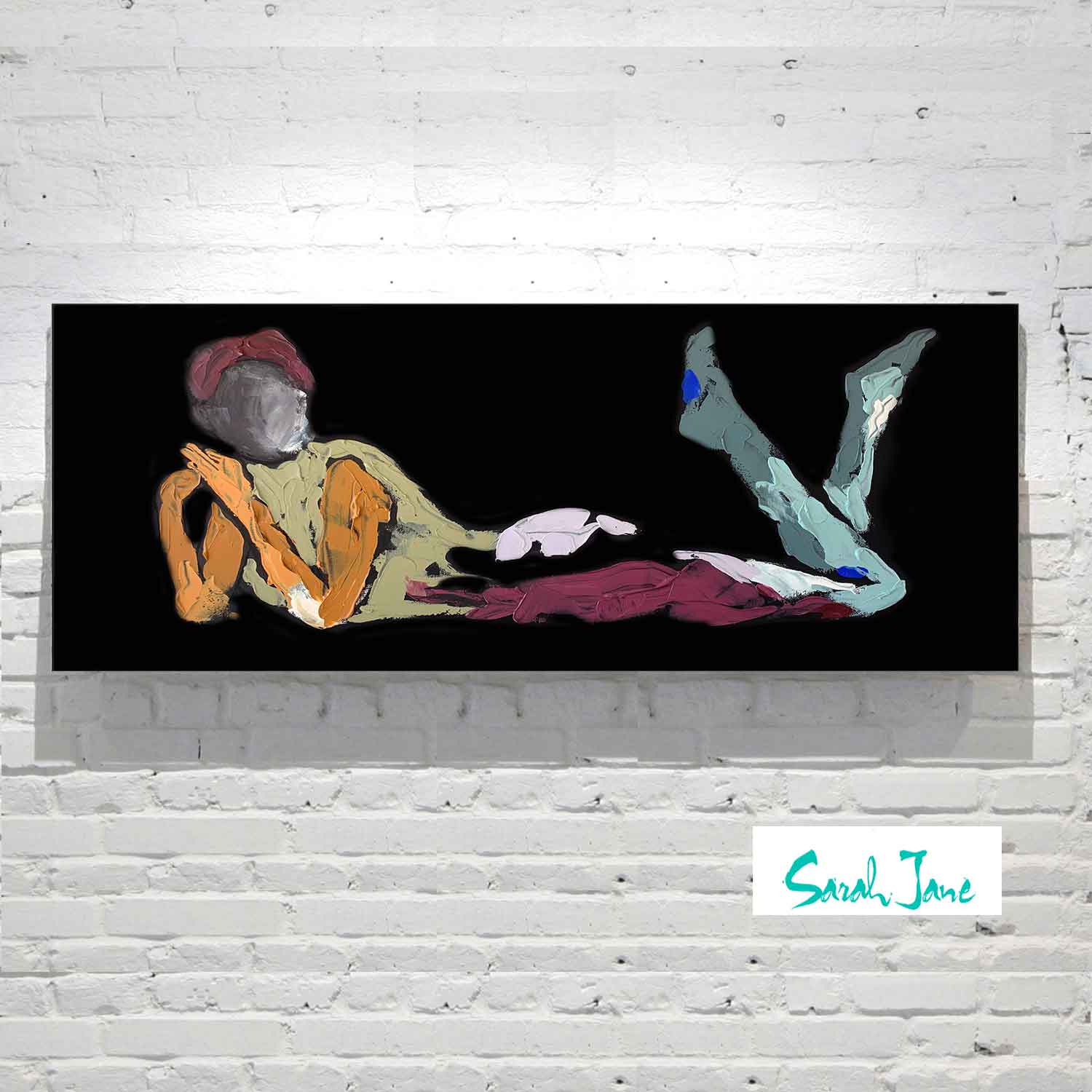 Black Canvas Painting Figurative Captivating Woman | BODY BLOOM XIV