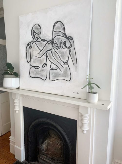 contemporary home decor - contemporary line art couple - sarah jane artist - linear x